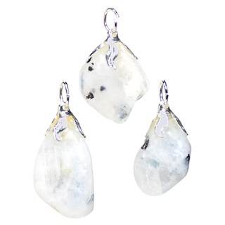 Pendentif pierre gemme labradorite blanche